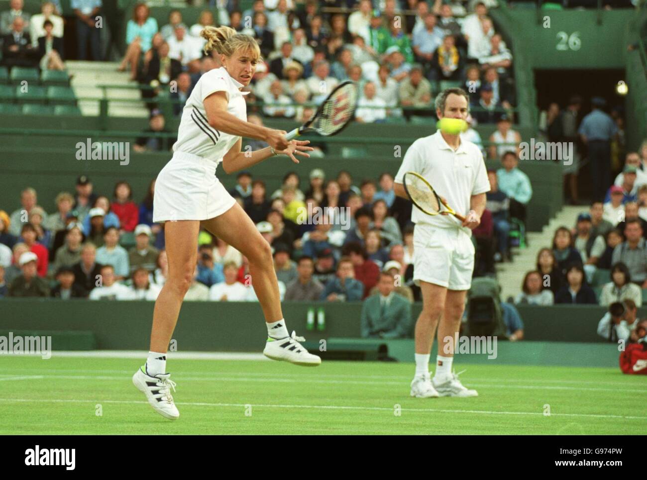Tennis wimbledon mixed doubles mcenroe graf hires stock photography