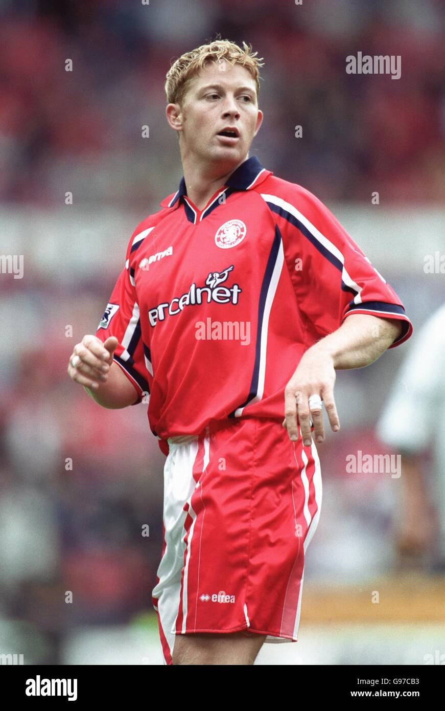 Soccer - FA Carling Premiership - Derby County v Middlesbrough. Alun Armstrong, Middlesbrough Stock Photo