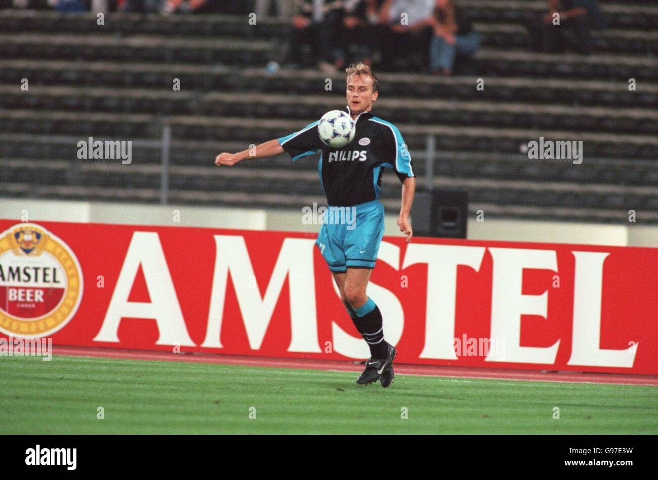 PSV Eindhoven's Dmitri Khokhlov controls the ball on his chest Stock Photo