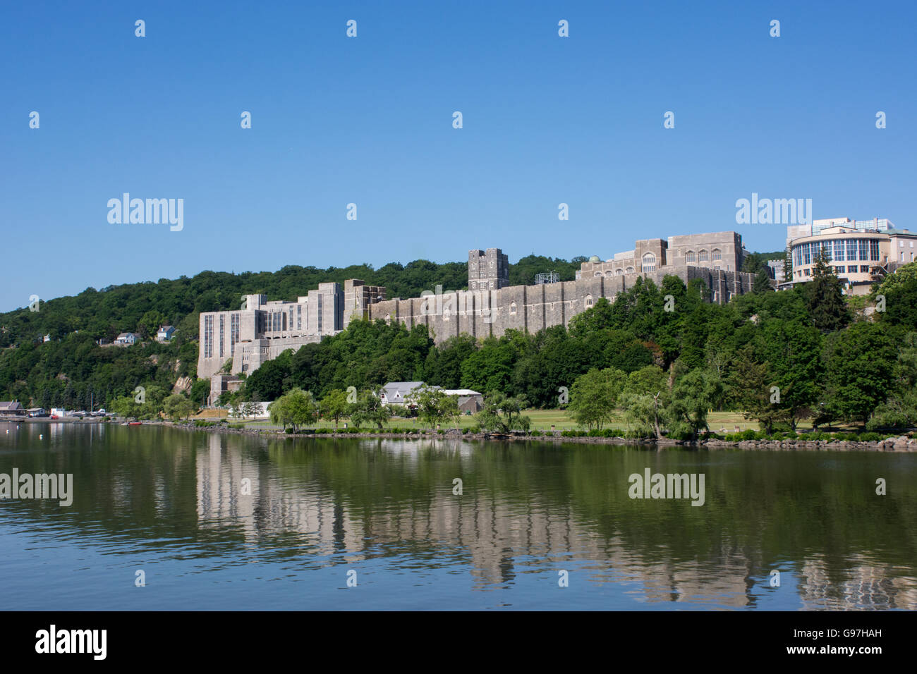 New York, Hudson River view of West Point Military Academy. Stock Photo
