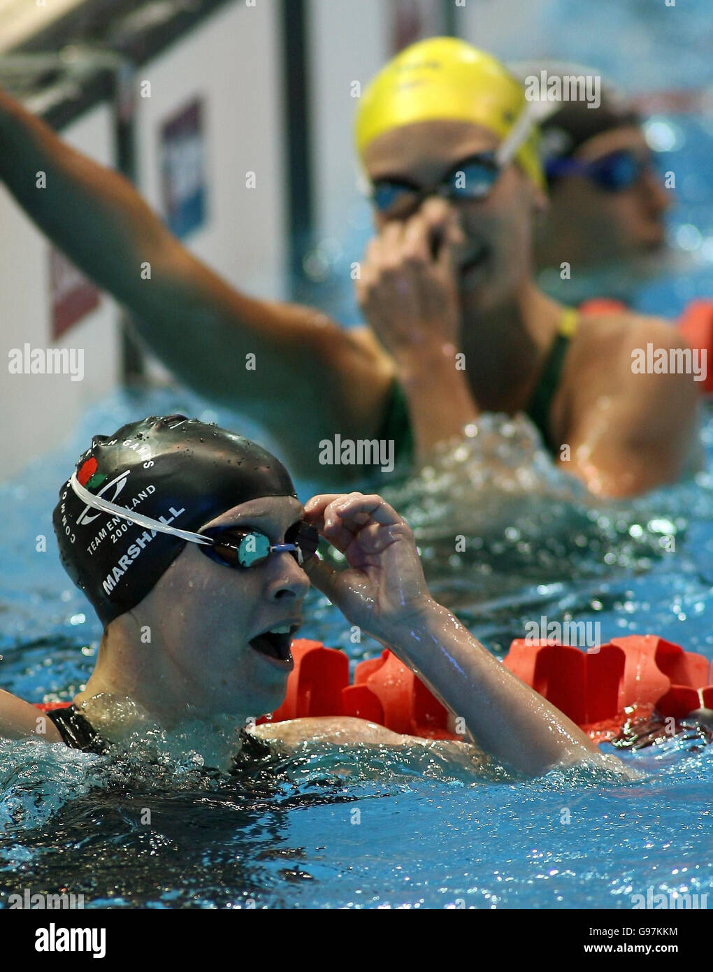 England's Melanie Marshall reacts after the Women's 200 metres Backstroke Final at the Melbourne Sports and Aquatic Centre (MSAC), during the 18th Commonwealth Games in Melbourne, Australia, Monday March 20, 2006. See PA story COMMONWEALTH Swimming. PRESS ASSOCIATION Photo. Photo credit should read: Gareth Copley/PA. Stock Photo