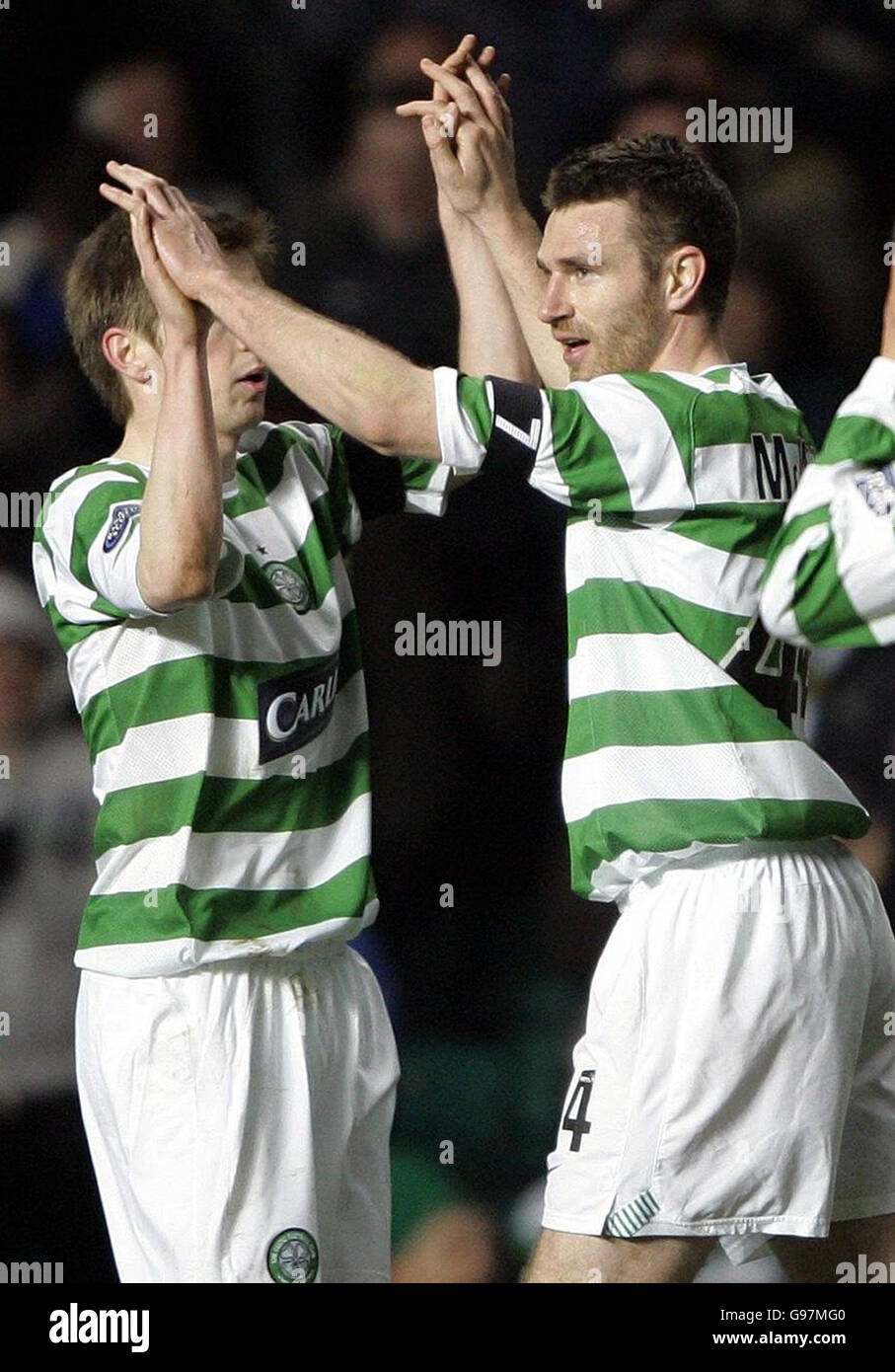 Celtic's Stephen McManus (R) celebrates scoring against Inverness Caledonian Thistle during the Bank of Scotland Premier League match at Celtic Park, Glasgow, Wednesday March 22, 2006. PRESS ASSOCIATION Photo. Photo credit should read: Andrew Milligan/PA. **EDITORIAL USE ONLY** Stock Photo