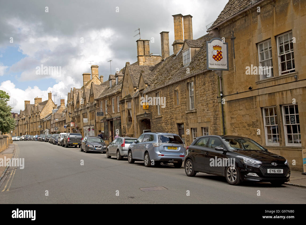 Classic limstone buildings Chipping Campden High Street Cotswolds UK Stock Photo