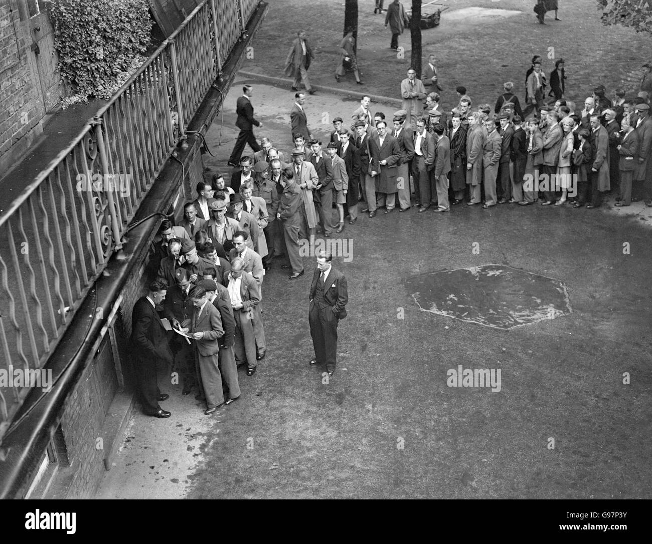 Spectators queuing up outside Lord's to see the first day's play Stock