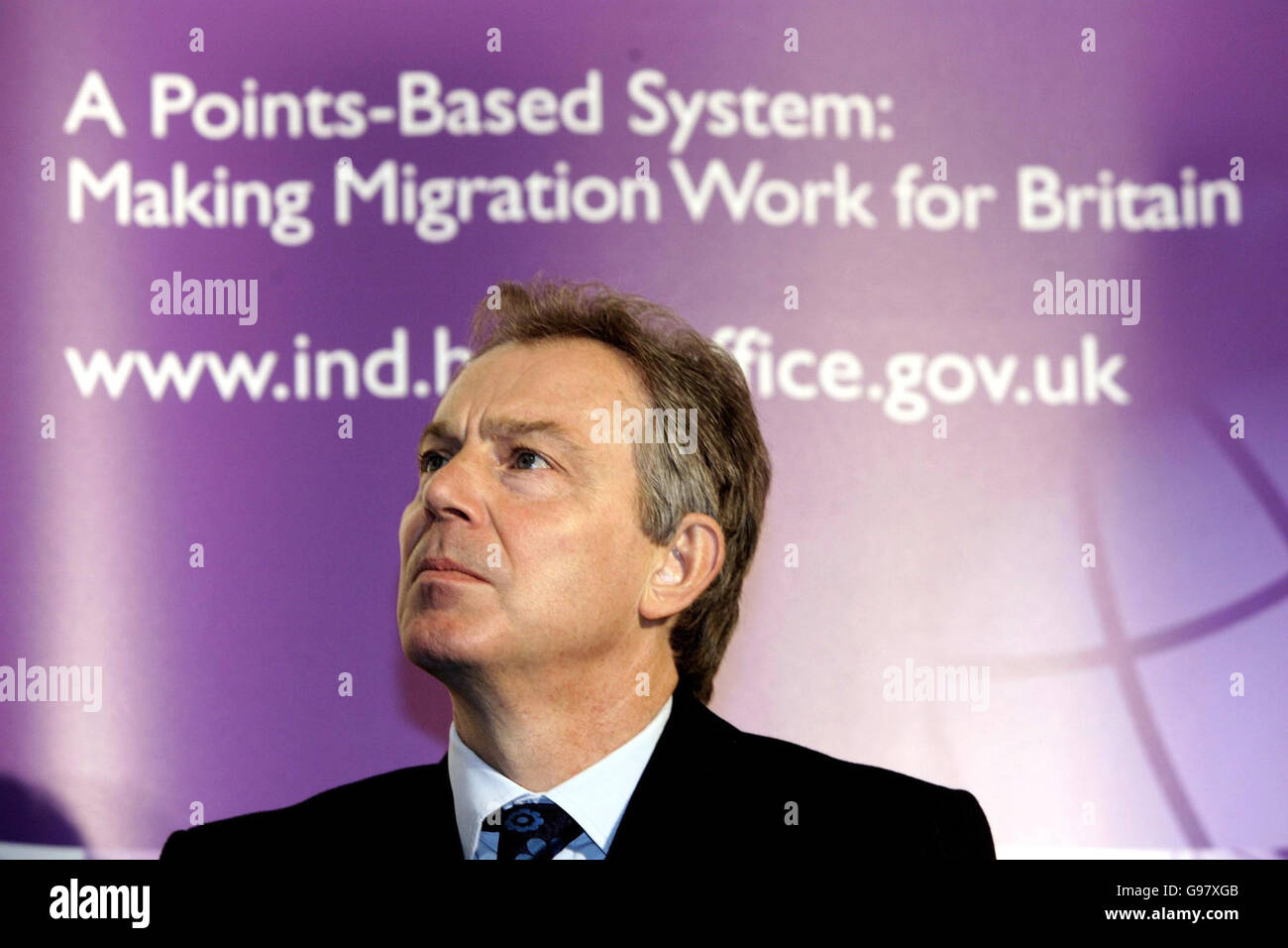 Britain's Prime Minister Tony Blair gives a TV interview after the