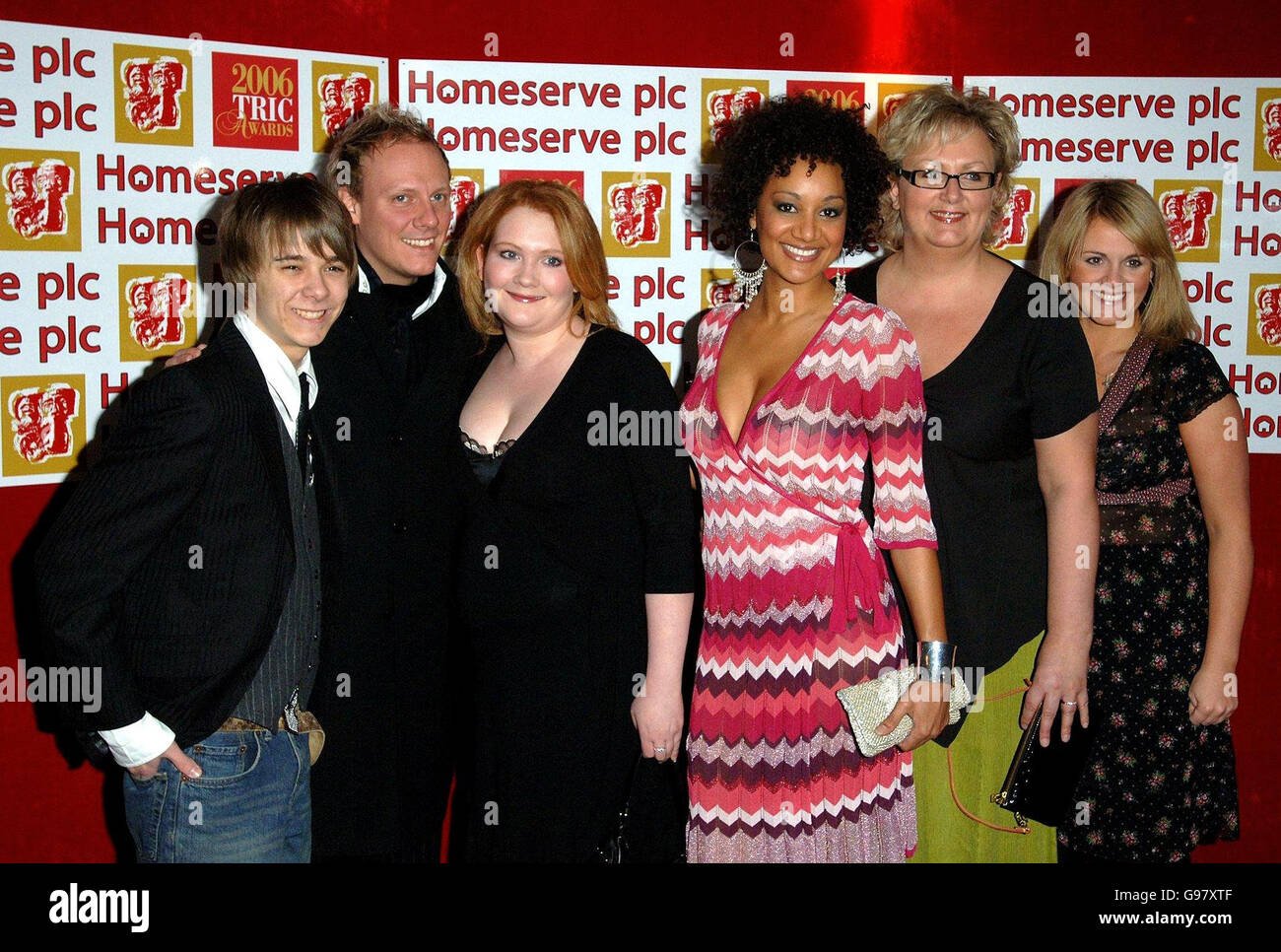 Members of the cast of Coronation Street (Left to Right) Jack Shepherd, Antony Cotton, Jennie McAlpine, Tupele Dorgu, Sue Cleaver and Sally Lindsay arrive for the Television and Radio Industries Club (TRIC) Awards, at Grosvenor House, central London, Tuesday 7 March 2006. The awards honour performers and programmes and are voted for by radio and television personnel. PRESS ASSOCIATION Photo. Photo credit should read: Steve Parsons/PA Stock Photo