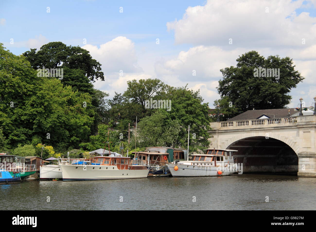 Residential moorings, Kingston Bridge, Kingston upon Thames, London