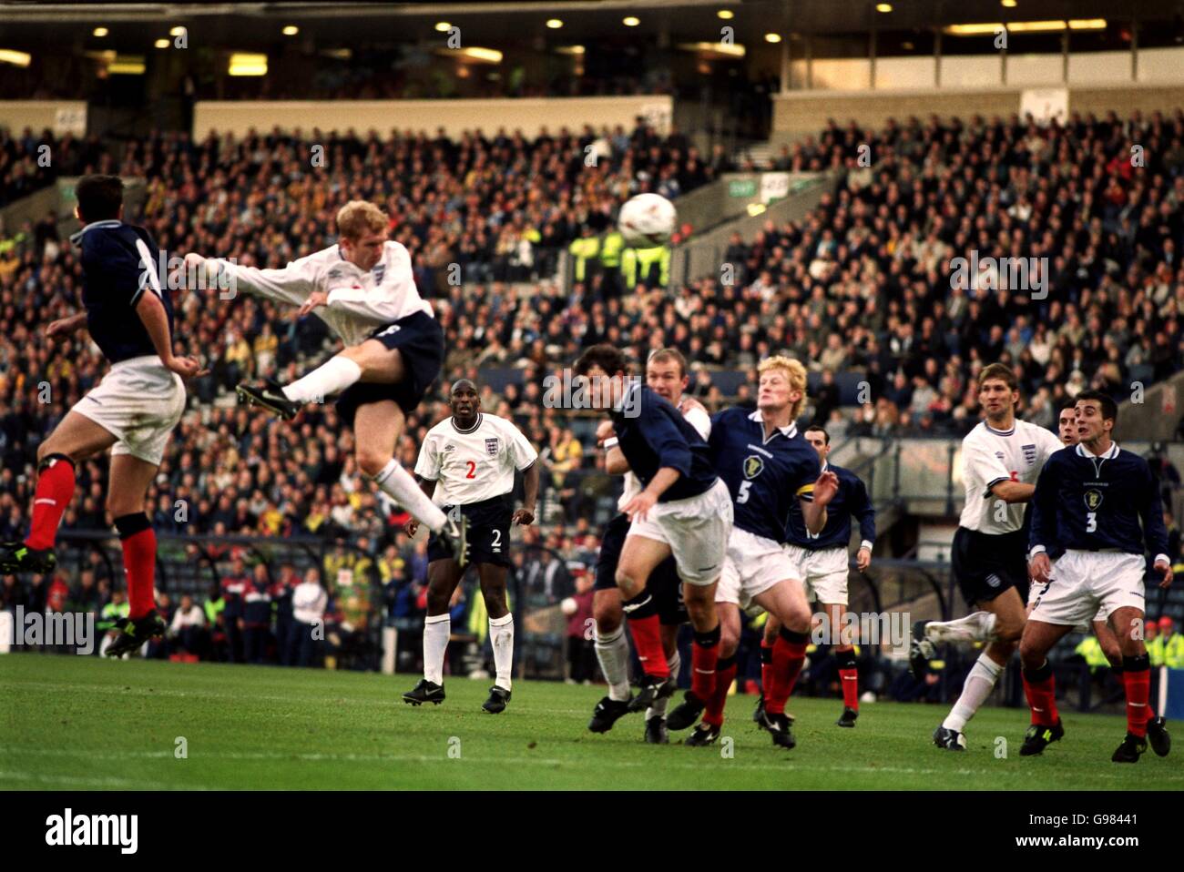 Englands paul scholes scores the first goal against scotland hi