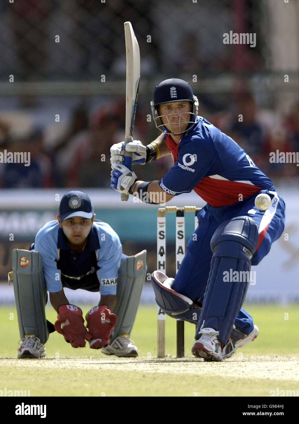 England batsman Matthew Prior in action during the one-day tour match against RCA President's XI at the Sawai Mansingh Stadium in Jaipur, India, Saturday March 25, 2006. PRESS ASSOCIATION Photo. Photo credit should read: Rebecca Naden/PA. Stock Photo