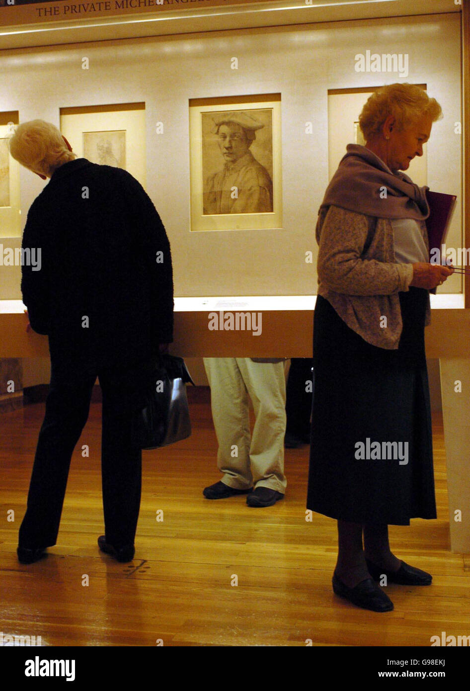 Visitors to the British Museum view a portrait of the Renaissance artist Michelangelo, at an exhibition called 'Closer To The Master'. The exhibition is being previewed at the museum, Monday March 20, 2006, prior to its opening on Thursday. It's museum's first showing of the artist's works for thirty years. PRESS ASSOCIATION Photo. Photo credit should read: Ian Nicholson/PA Stock Photo