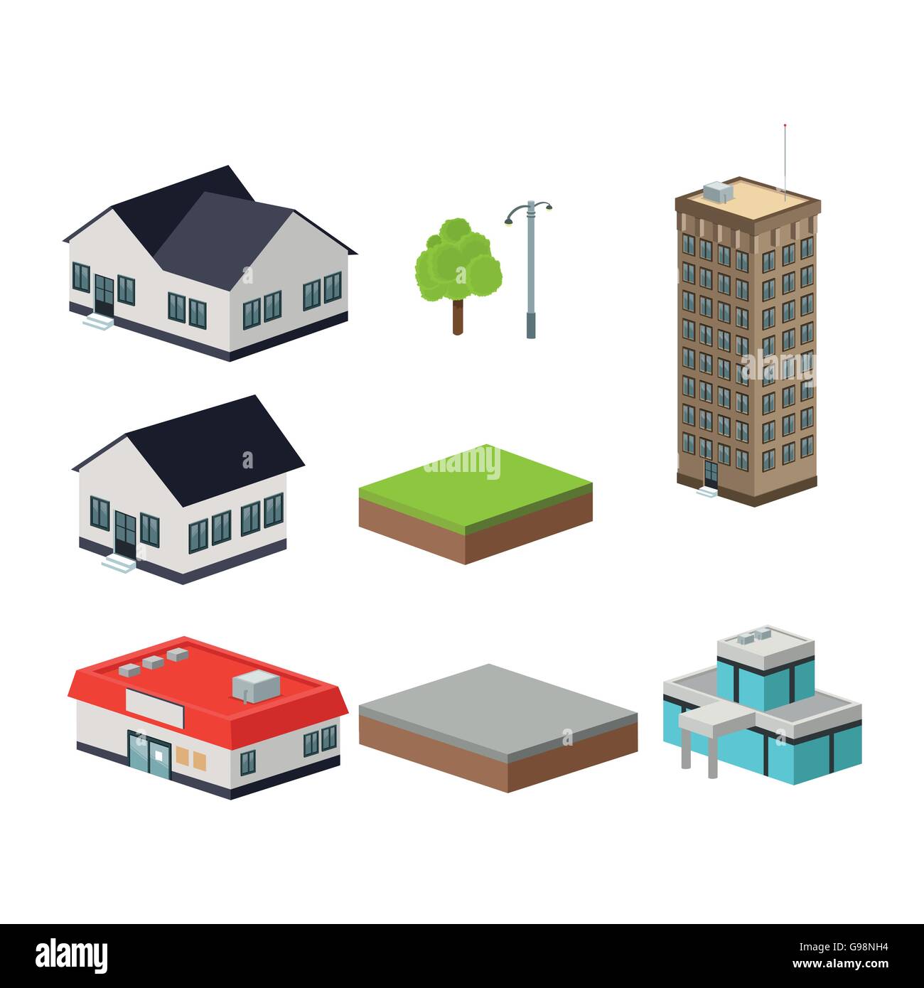 Building of City. Isometric design. Vector graphic Stock Vector Image ...