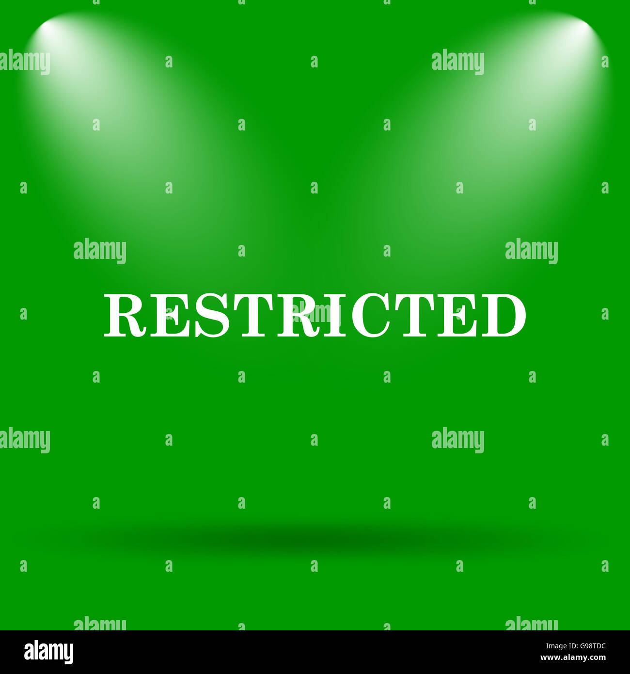 Restricted icon. Internet button on green background Stock Photo - Alamy