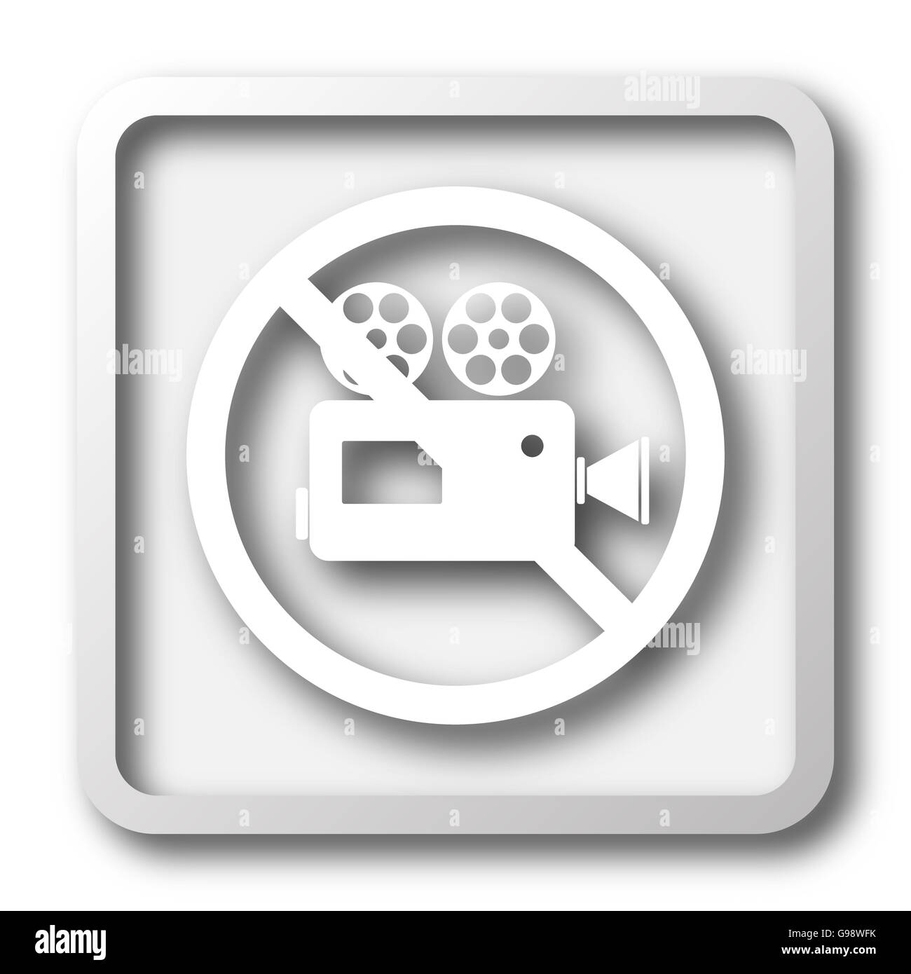 Forbidden video camera icon. Internet button on white background Stock ...