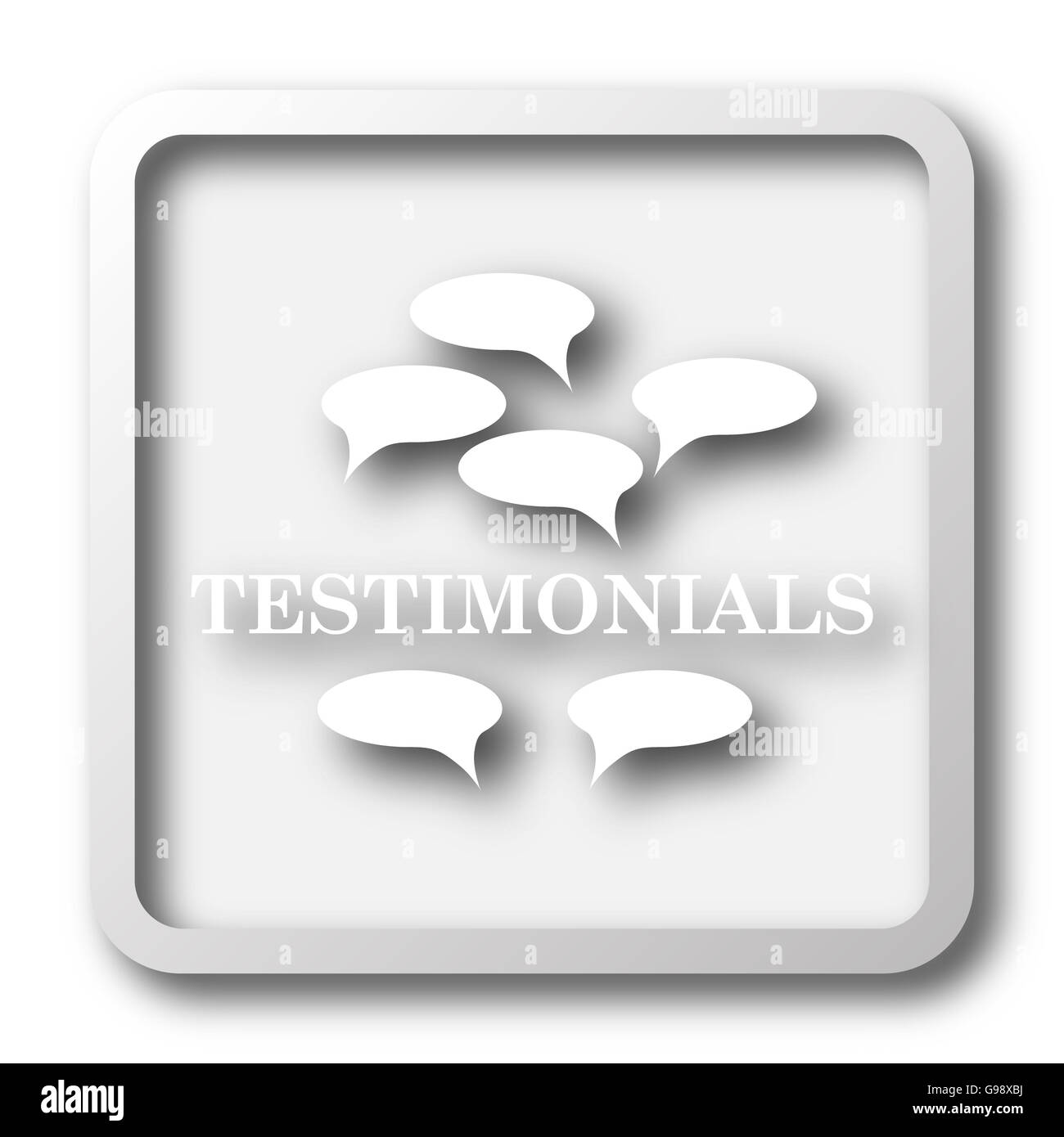 Testimonials icon. Internet button on white background Stock Photo - Alamy