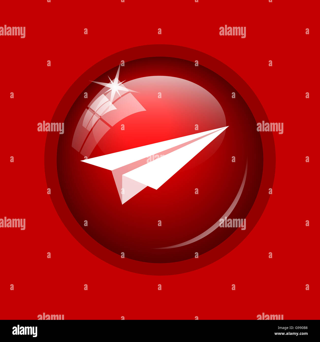 Paper plane icon. Internet button on red background Stock Photo - Alamy