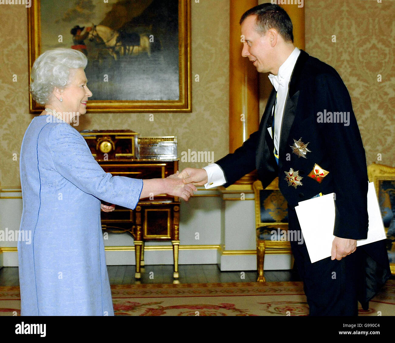 Britains queen elizabeth ii receives the ambassador of estonia hires