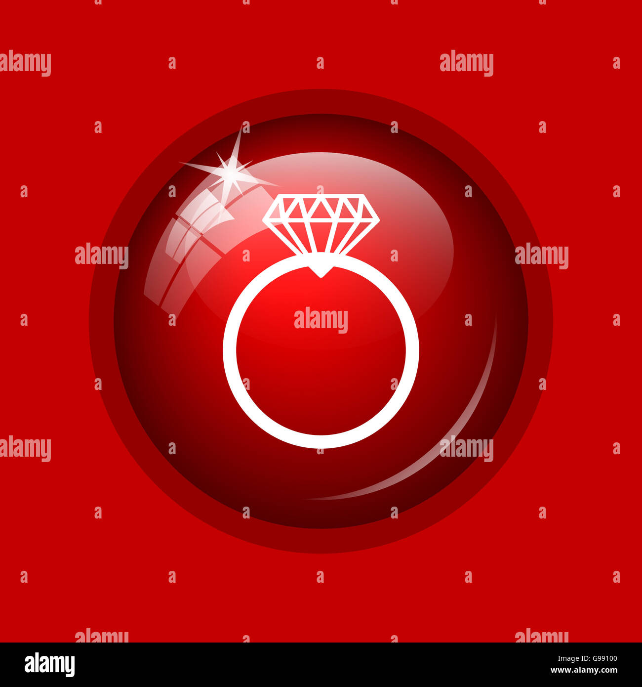 Diamond ring icon. Internet button on red background Stock Photo - Alamy