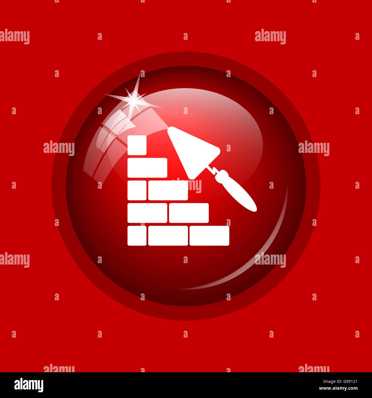 Building wall icon. Internet button on red background Stock Photo - Alamy