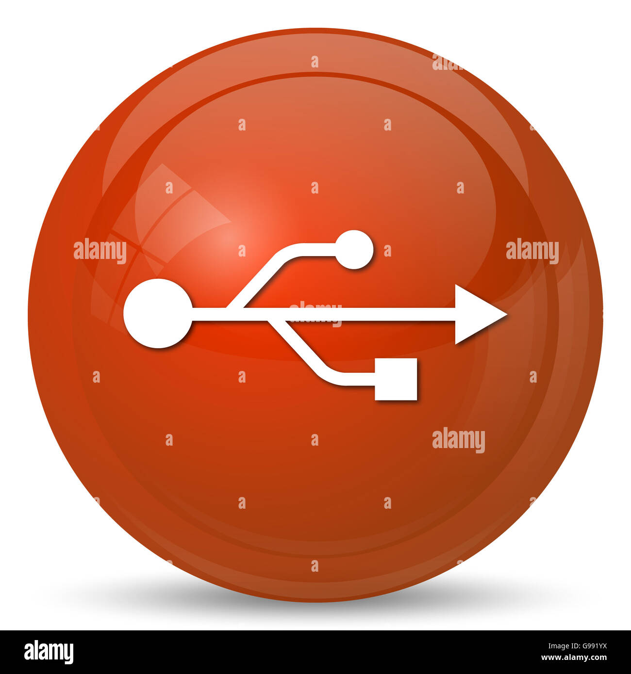 USB icon. Internet button on white background Stock Photo - Alamy