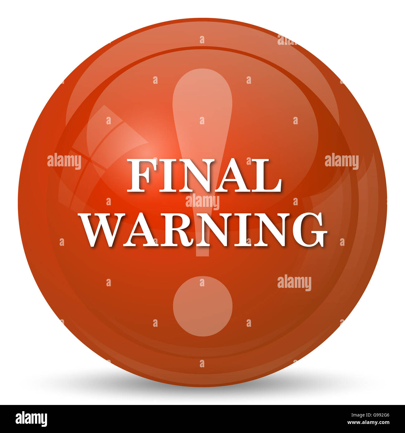 Final warning icon. Internet button on white background Stock Photo - Alamy
