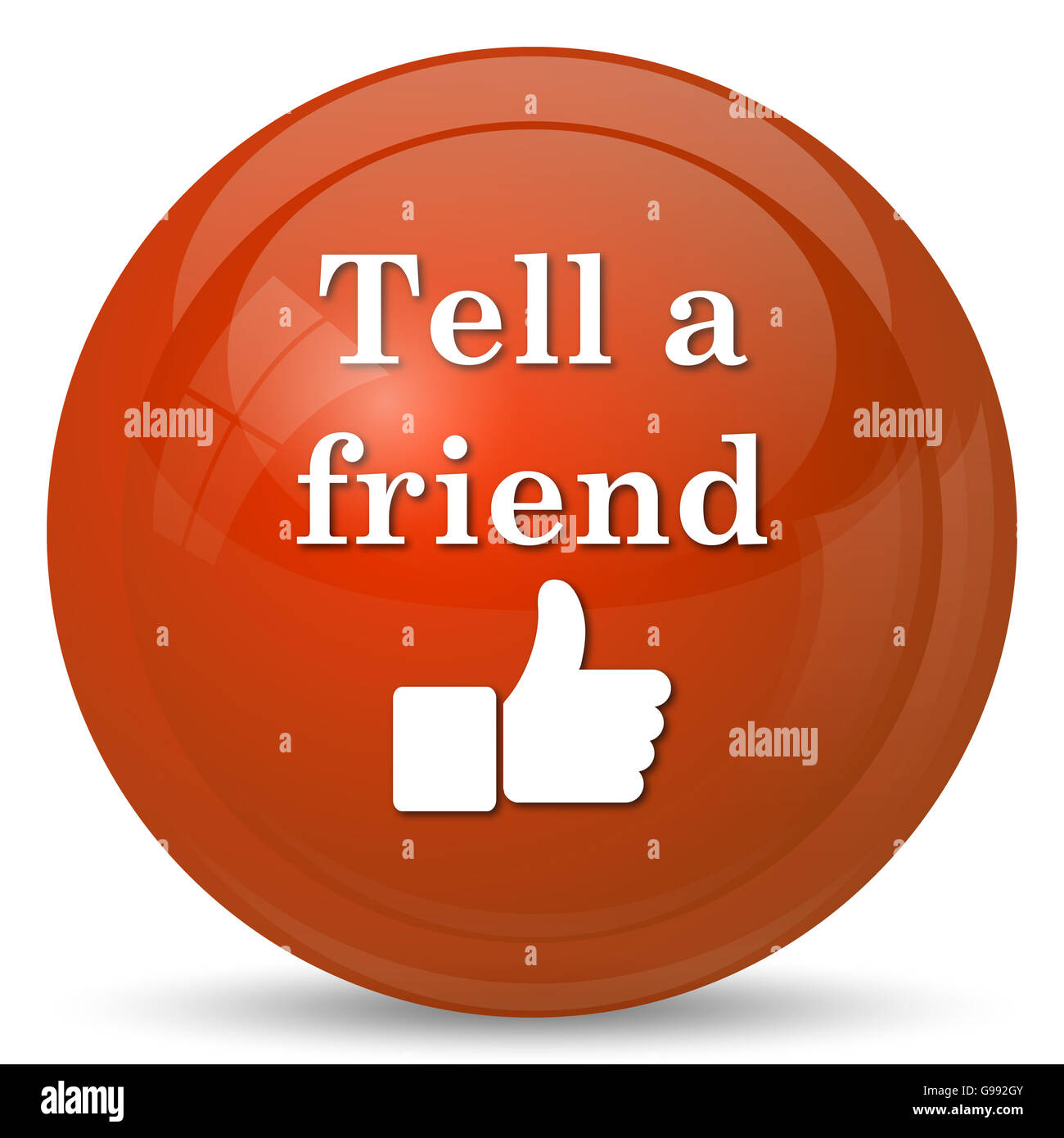 Tell a friend icon. Internet button on white background Stock Photo - Alamy