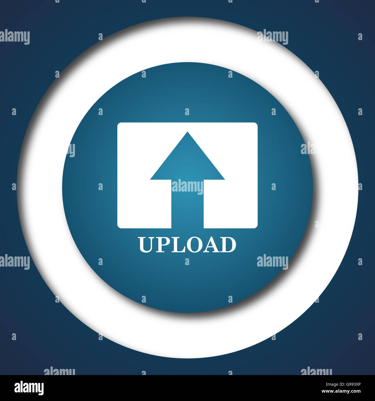 Upload icon. Internet button on white background Stock Photo - Alamy