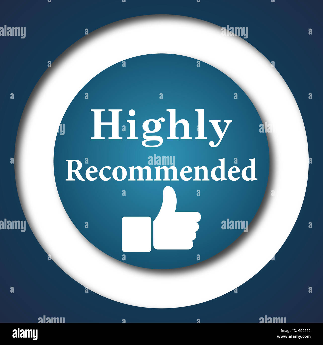 Highly recommended icon. Internet button on white background Stock ...