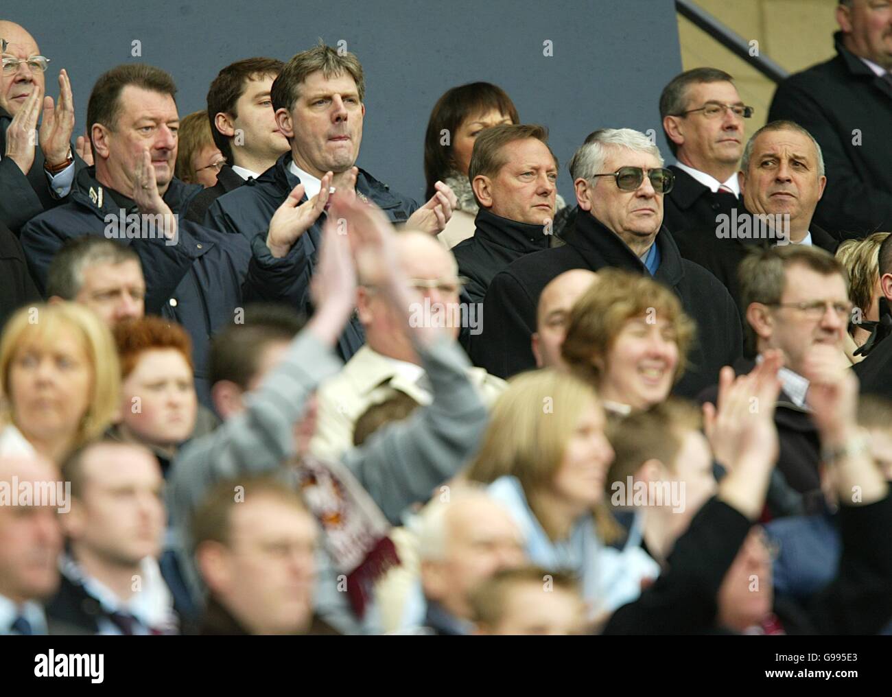 Heart of Midlothian majority shareholder Vladimir Romanov (back right) watches the action from the stands Stock Photo