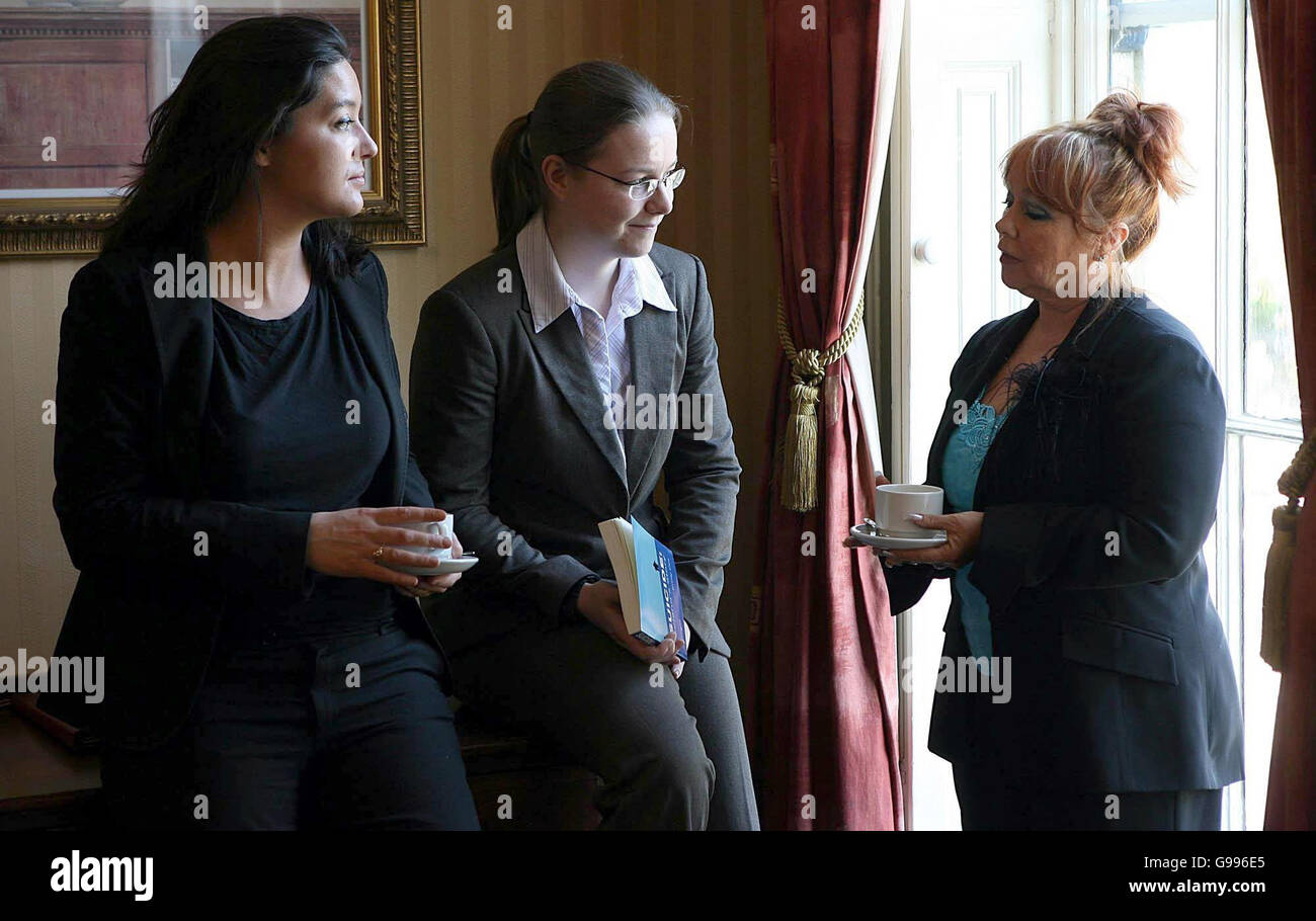 Emily Cox (L), the author of a new book on suicide in Ireland, talks, Wednesday April 5 2006, to Anne Marie Whealan (C), who lost her father to suicide, and Maureen Bolger (R), whose son Darren took his own life. Ms Cox's book reveals that there has been a seven-fold increase in the number of people dying by suicide in Ireland over the past 50 years.See PA story SOCIAL Suicide. PRESS ASSOCIATION Photo. Photo credit should read: Niall Carson/PA Stock Photo