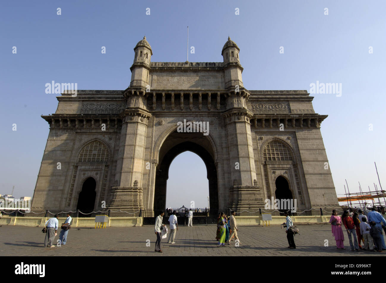 The Gateway of India in Mumbai. It was built in yellow basalt to commemorate the royal visit of George V and Queen Mary in 1911. Stock Photo