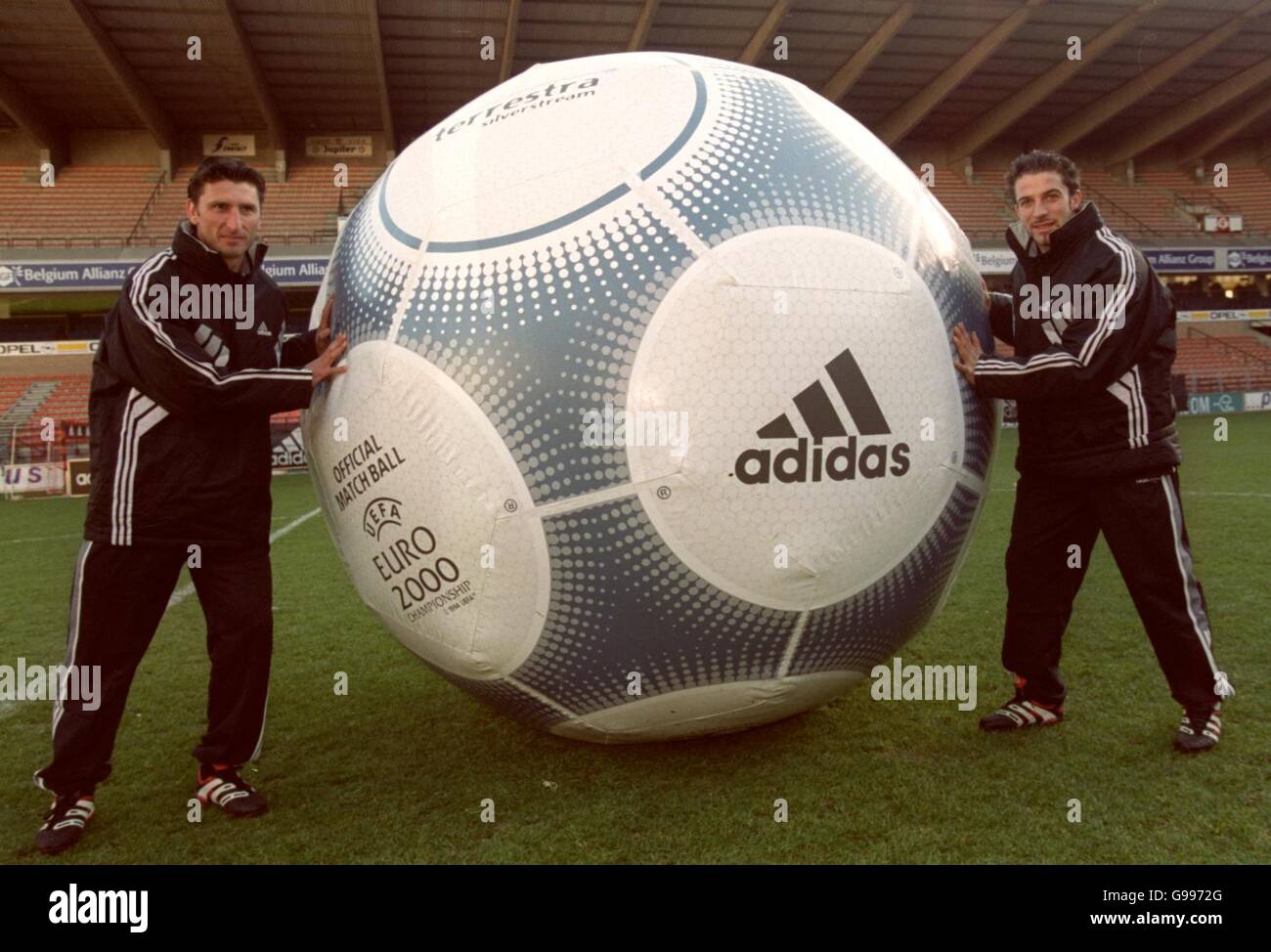 Luic Nillis and Alessandro Del Pierro launch the new Adidas Terrestra  Silverstream football which will be