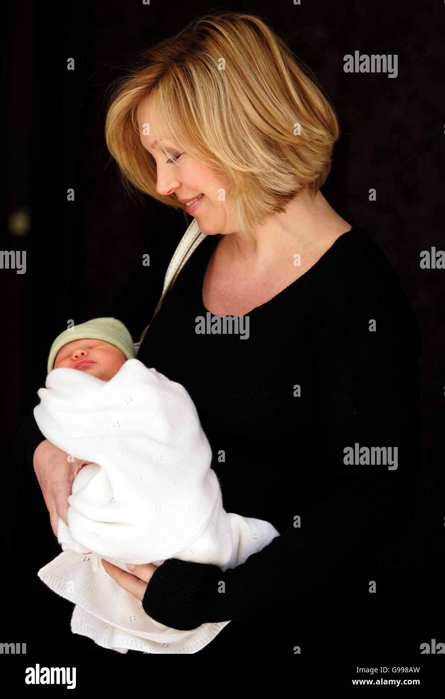 Kirsty Young with her Newborn Baby Girl Iona Stock Photo