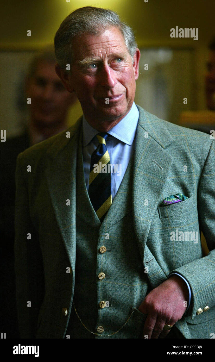 The Prince of Wales arrives to formally re-open the newly refurbished Gordon Highlanders Museum in Aberdeen. Stock Photo