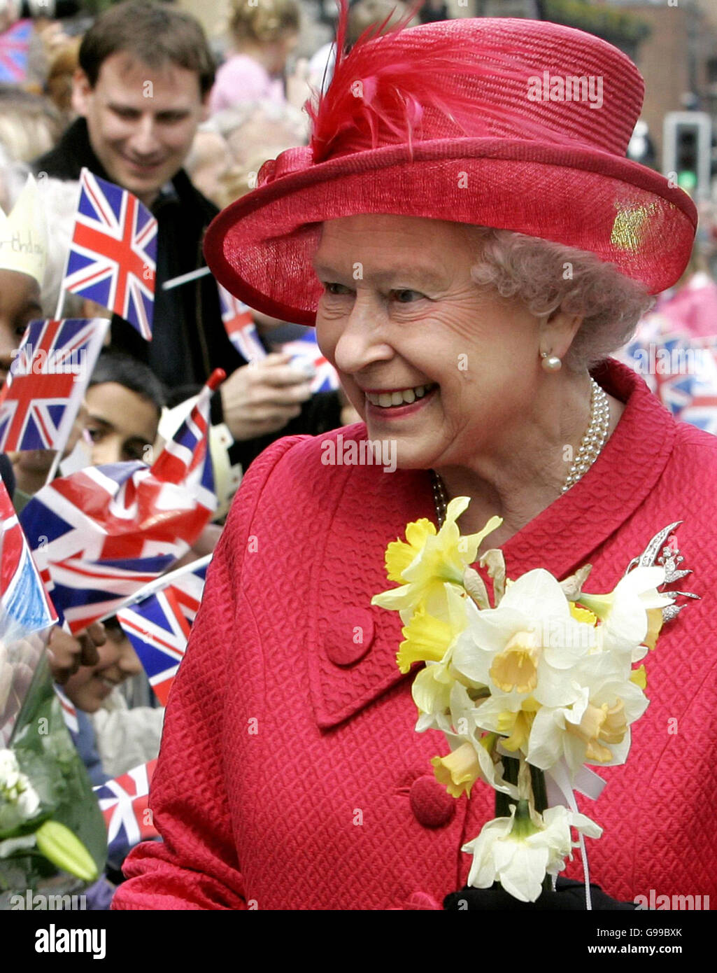 Britain's Queen Elizabeth II during a walkabout to celebrate her 80th birthday in Windsor. Stock Photo