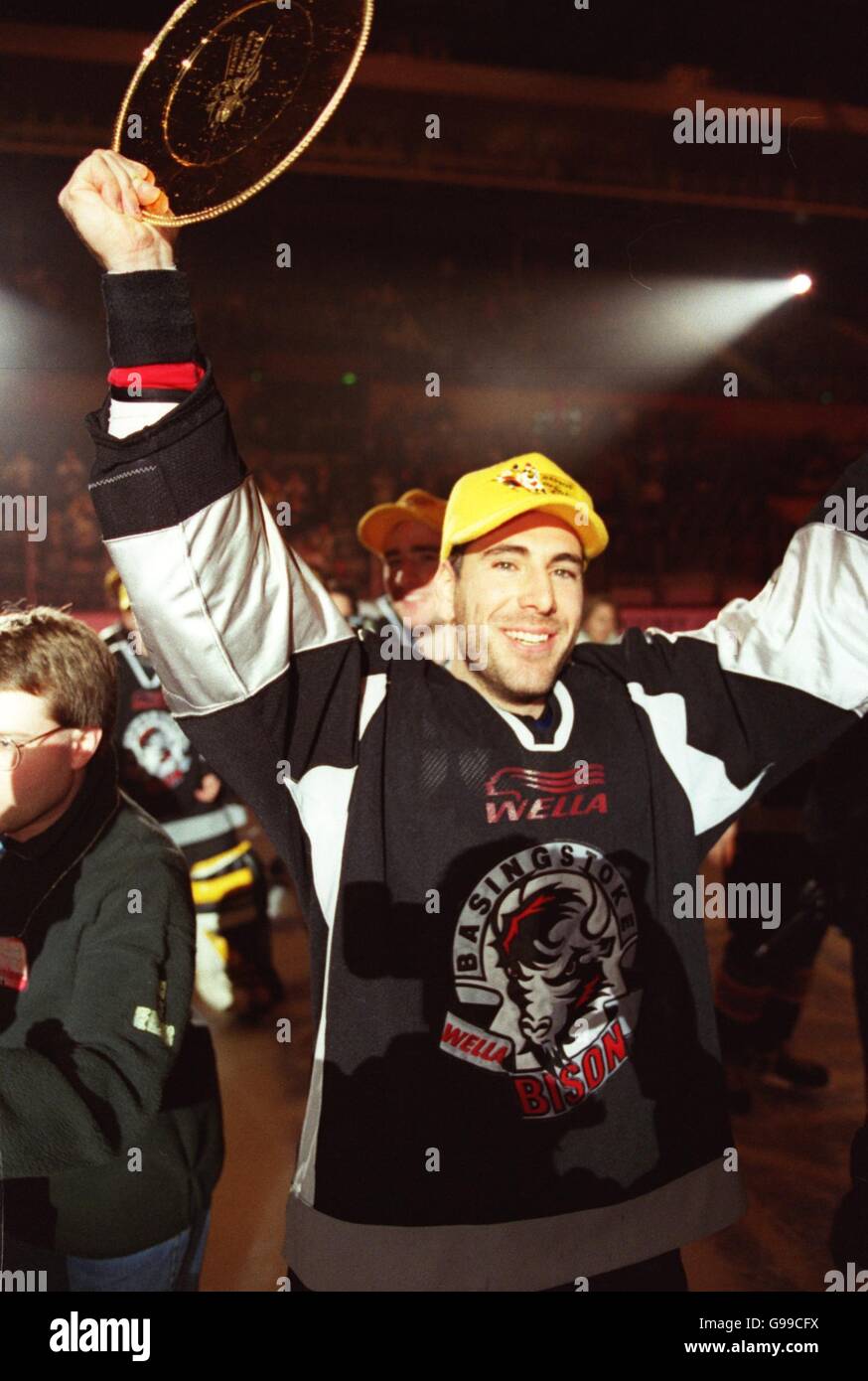 Basingstoke bisons duncan paterson celebrates with the plate hires