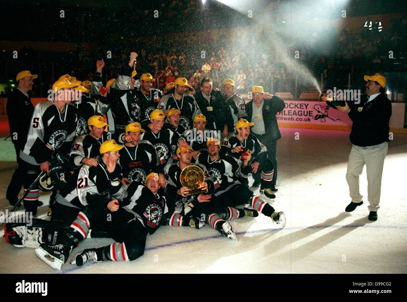 Basingstoke Bison celebrate winning the Benson and Hedges Plate with a