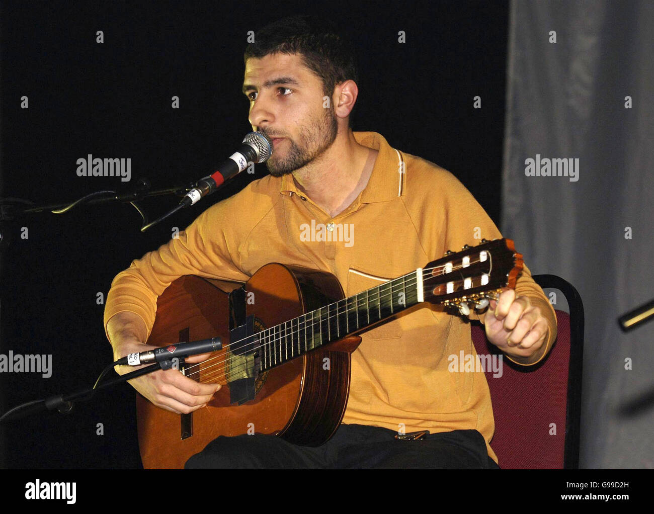 Jose Gonzales performs on stage at the Carling Apollo Hammersmith, west London. Stock Photo