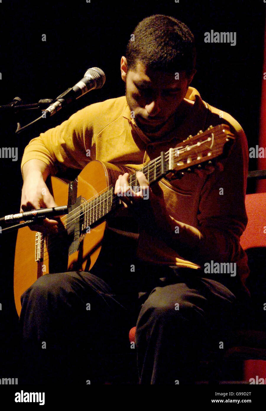 Jose Gonzales performs on stage at the Carling Apollo Hammersmith, west London. Stock Photo