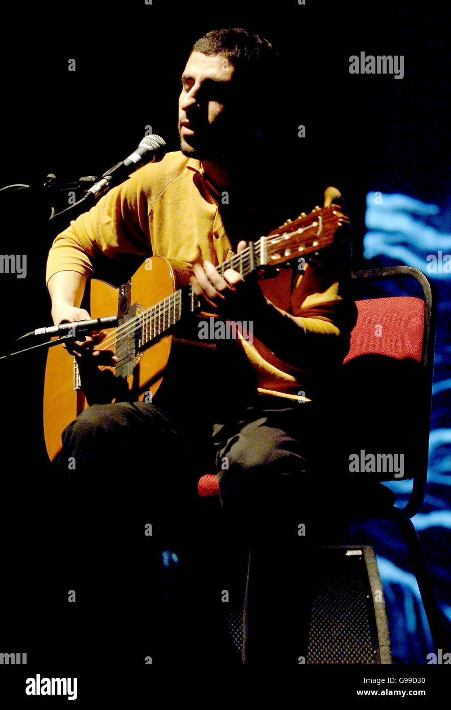 Jose Gonzales performs on stage - Carling Apollo Hammersmith, west London Stock Photo