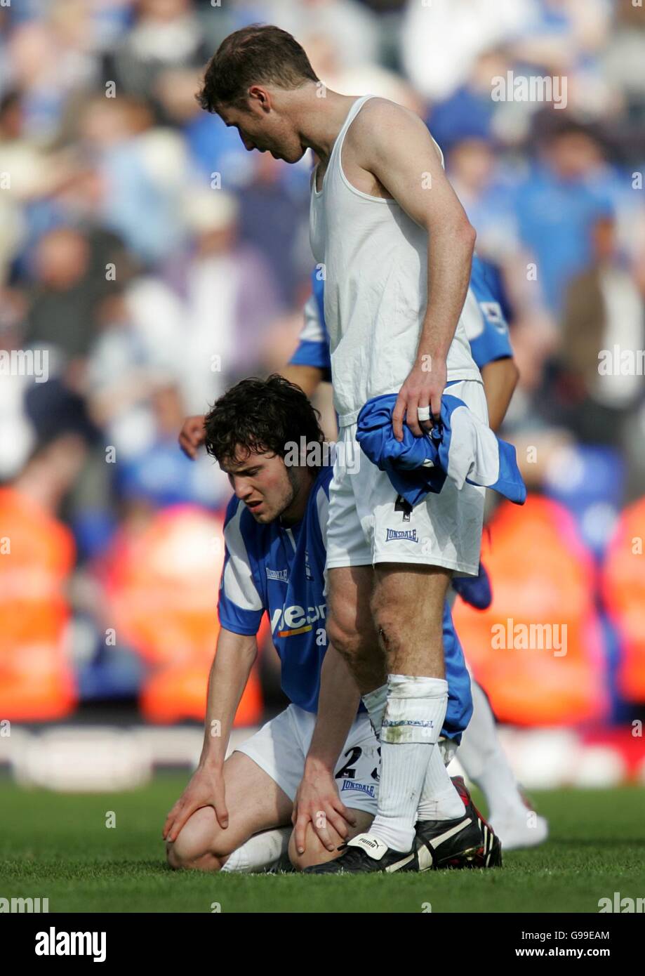 Soccer - FA Barclays Premiership - Birmingham City v Newcastle United - St Andrews. Birmingham City's Mathew Sadler (on ground) after defeat to Newcastle meant relegation from the Premiership Stock Photo