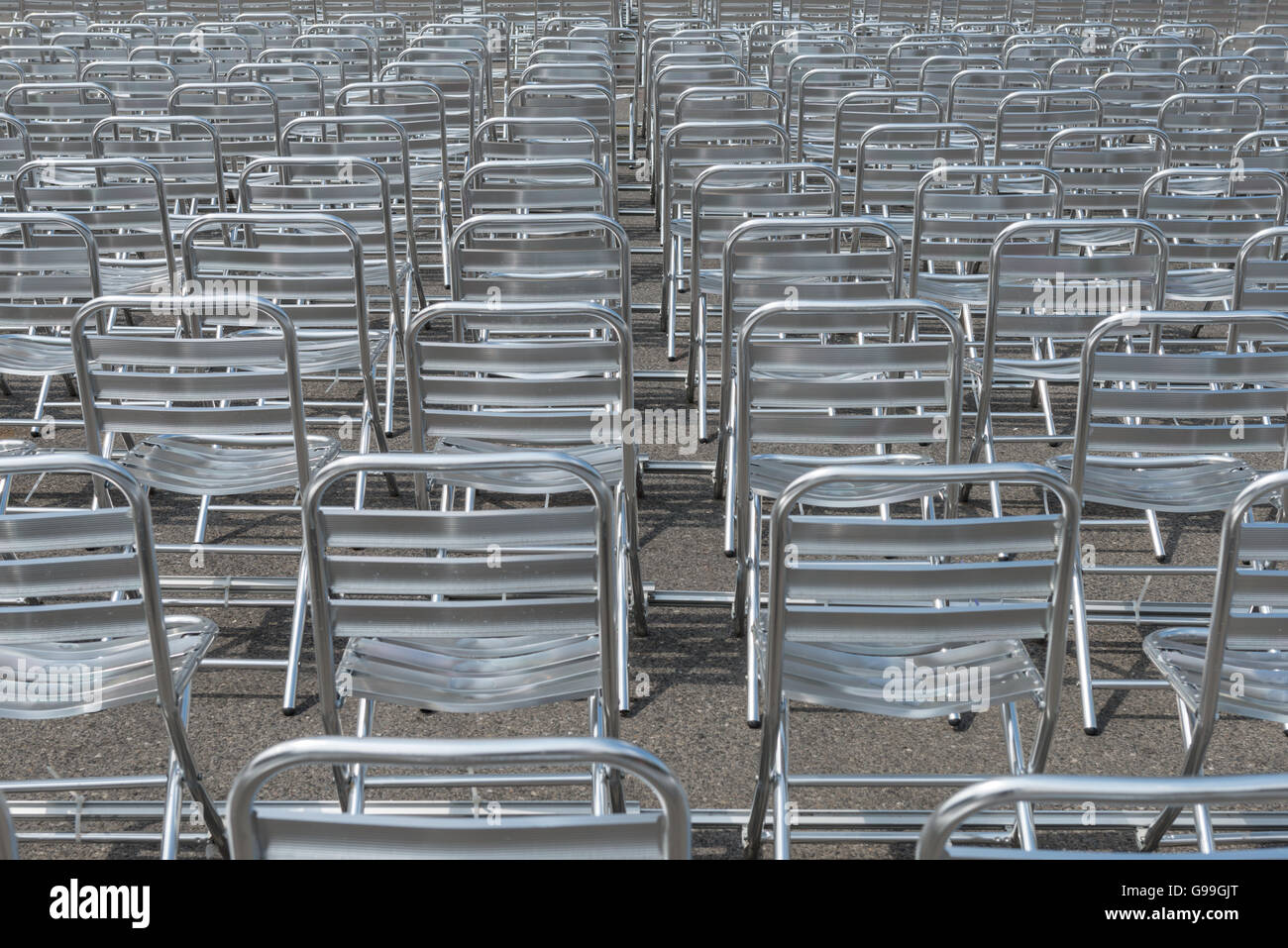 A Bunch of Silver Chairs Stock Photo