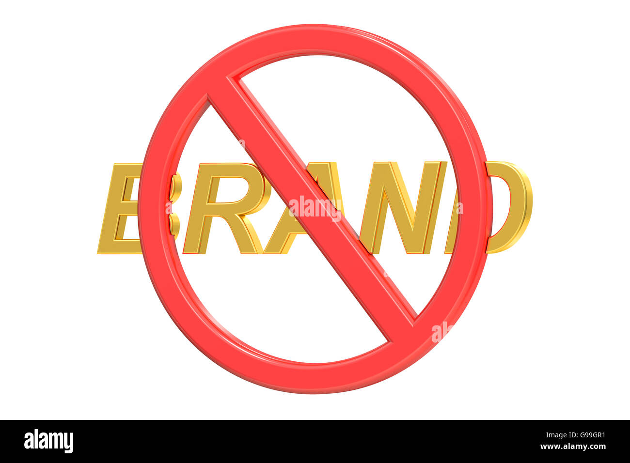 No Brand concept, sign forbidden. 3D rendering isolated on white background Stock Photo