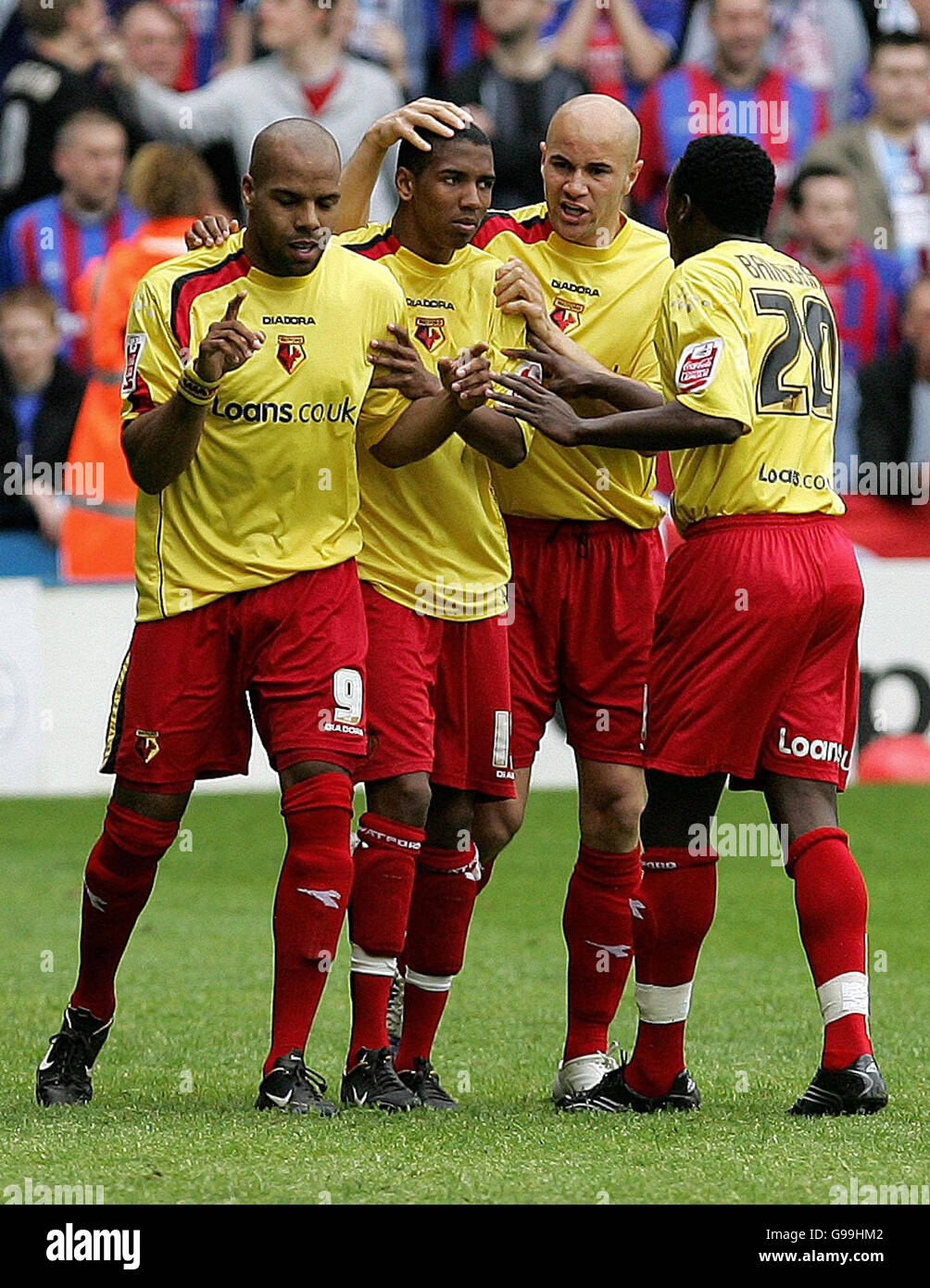 Watfords marlon king celebrates the coca cola championship play off