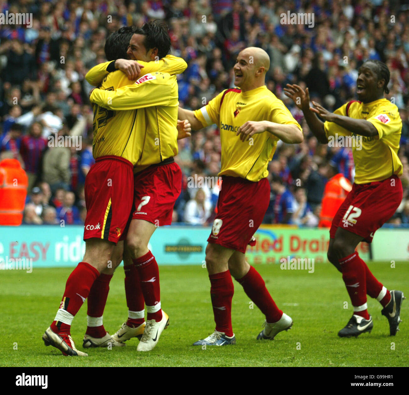 Watford's Matthew Spring celebrates his goal with Chris Eagles as ...