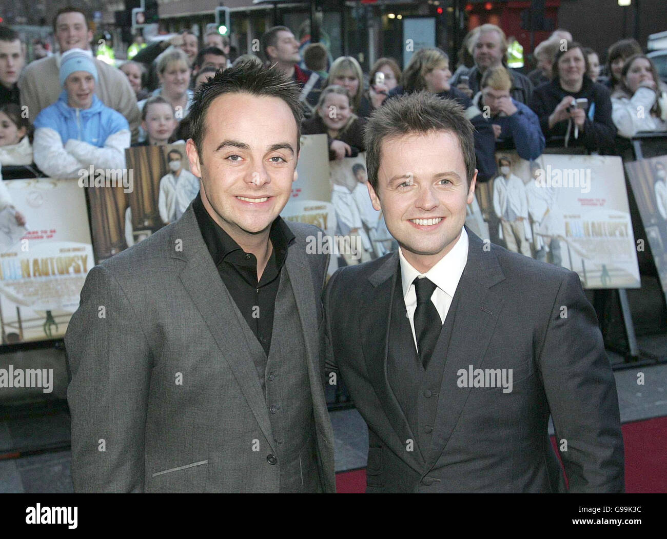 Newcastle born duo Ant and Dec arrive at the Gate Cinema, in Newcastle, Tuesday 4th april 2006, for the northern premiere of their new film Allien Autopsy. See PA story SHOWBIZ AntDec. PRESS ASSOCIATION PHOTO. Picture credit should read: Owen Humphreys/PA Stock Photo