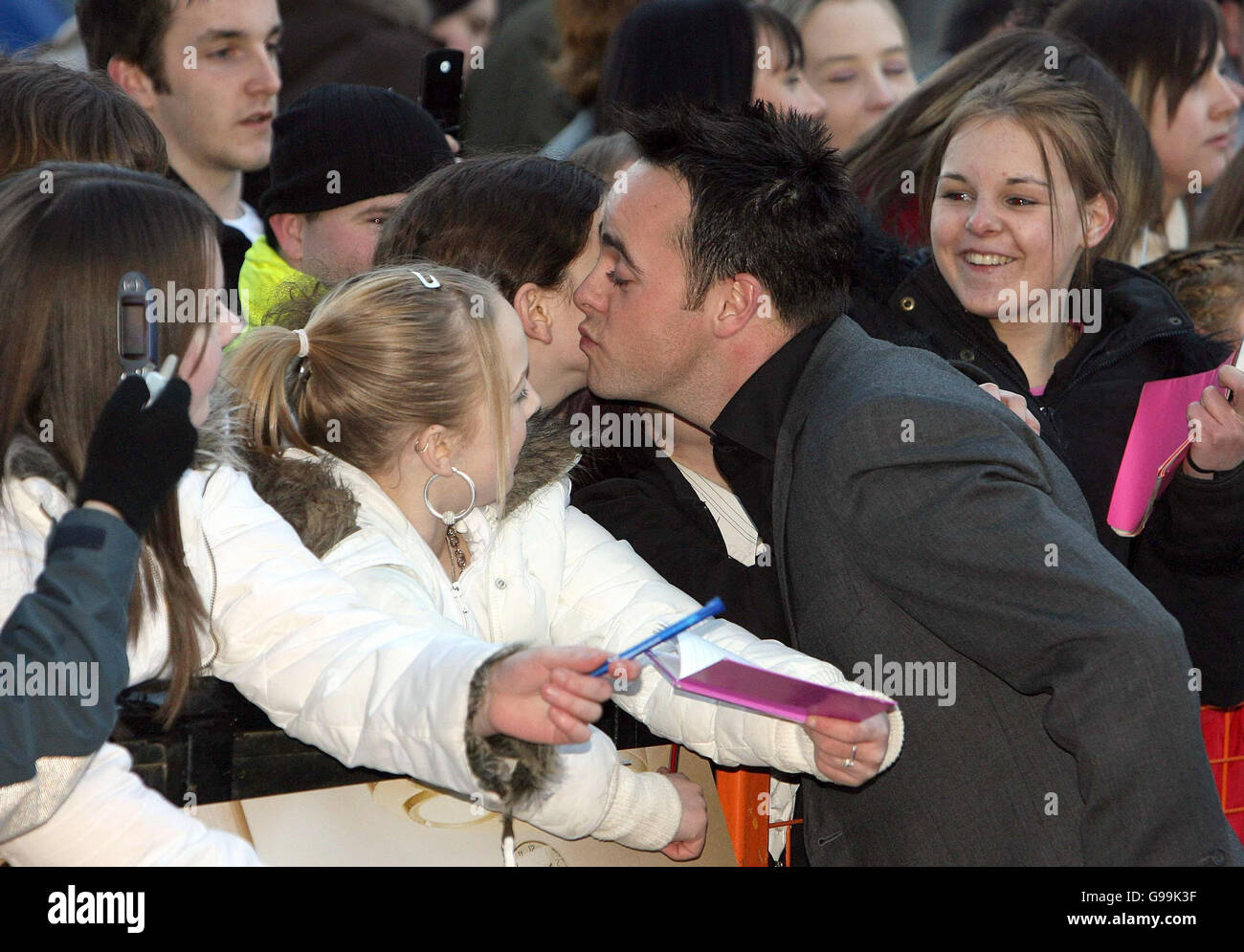 Ant McPartlin meets fans as Newcastle born duo Ant and Dec arrive at the Gate Cinema, in Newcastle, Tuesday 4th april 2006, for the northern premiere of their new film Allien Autopsy. See PA story SHOWBIZ AntDec. PRESS ASSOCIATION PHOTO. Picture credit should read: Owen Humphreys/PA Stock Photo