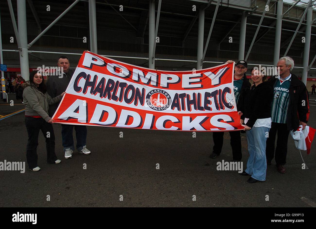 Charlton Athletic fans show support for their side ahead of tonights