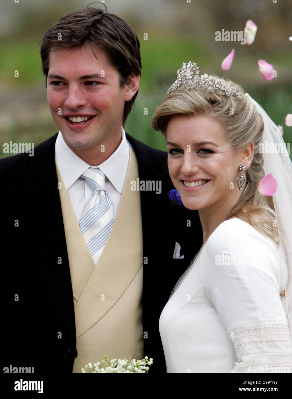 Laura Parker Bowles and Harry Lopes after their wedding at at St Cyriac ...