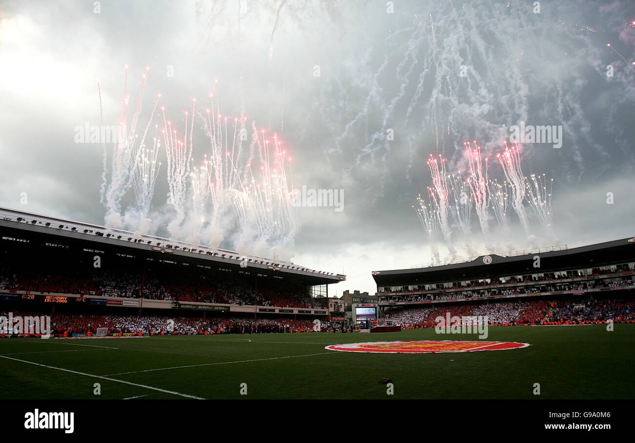 Soccer - FA Barclays Premiership - Arsenal v Wigan Athletic - Highbury. Fireworks are set off after the match Stock Photo