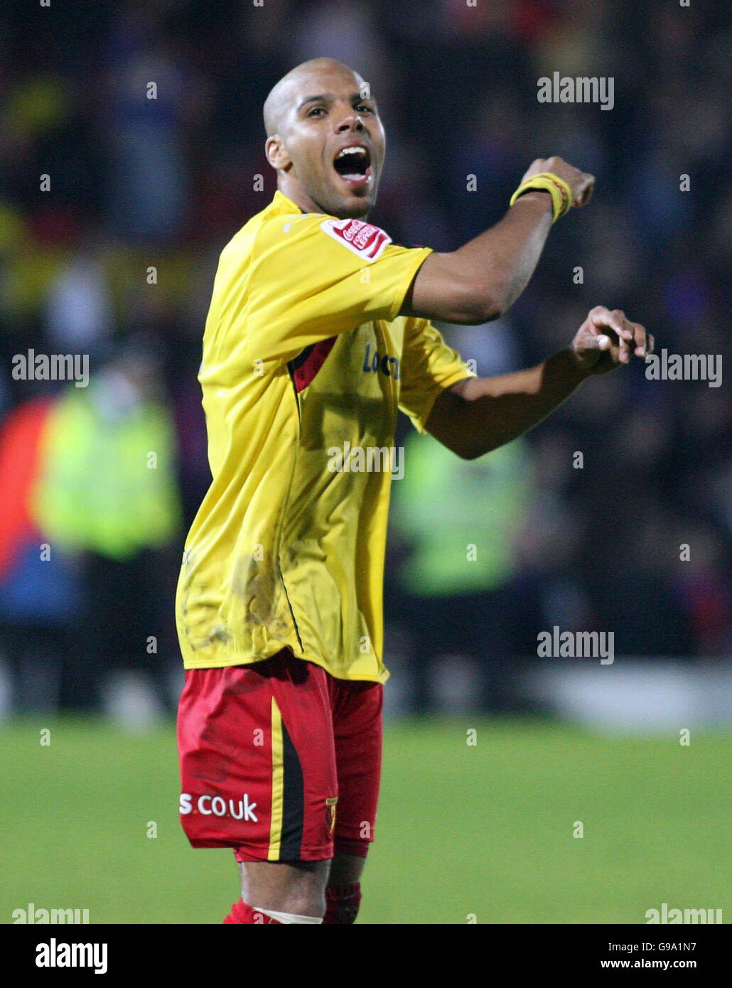 Watfords marlon king celebrates the coca cola championship play off